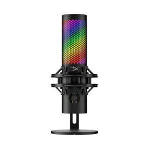 Microfone USB HyperX QuadCast 2 S – com Iluminação RGB, Ideal para Streaming e Podcast, com Controles Integrados, Iluminação LED, Suporte Antichoque Removível, Preto (9A273AA)